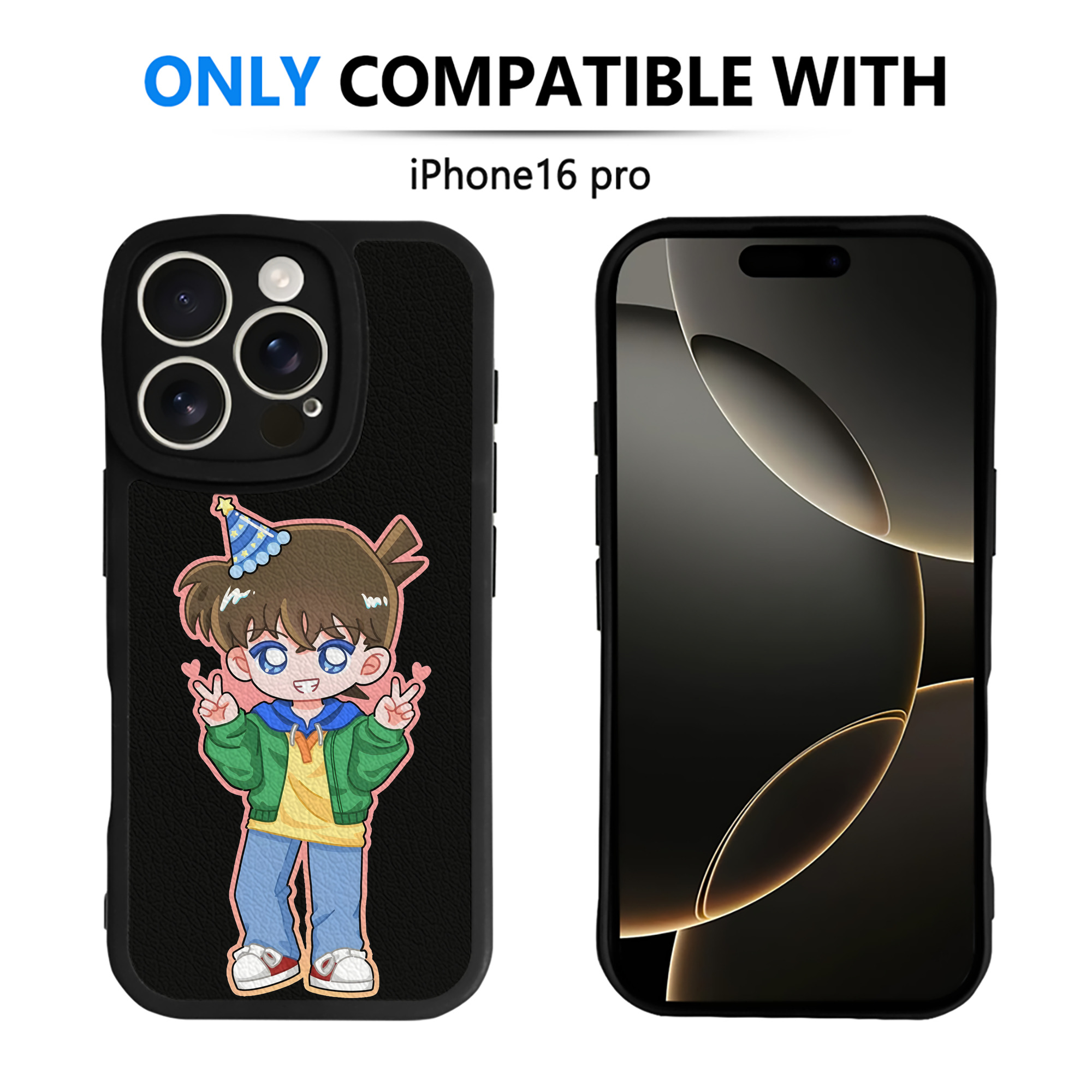 （画像用） 名探偵コナン 江戸川 コナン Detective Conan Conan Edogawa 【iPhone 16シリーズ対応】シリコンスマホケース（レザー調） 材質：シリコン